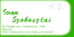 ivan szoboszlai business card